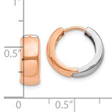 Load image into Gallery viewer, 14k Two-tone White and Rose Gold Hinged Hoop Earrings
