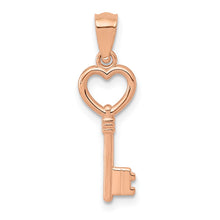 Load image into Gallery viewer, 14K Rose Gold 3D Polished Heart Key Charm
