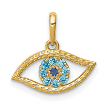 Load image into Gallery viewer, 14K Blue CZ Eye Pendant
