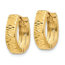 Load image into Gallery viewer, 14K Gold Textured and Polished Hinged Hoop Earrings
