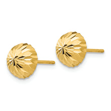 Load image into Gallery viewer, 14k Gold Diamond-cut 8mm Domed Post Earrings
