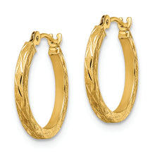 Load image into Gallery viewer, 14k Polished and Satin Diamond-cut Hoop Earrings
