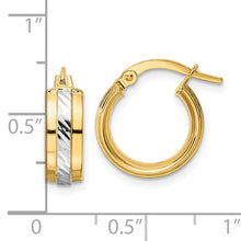 Load image into Gallery viewer, 14k w/ White Rhodium Diamond-cut Hoop Earrings
