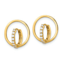 Load image into Gallery viewer, 14k Yellow Gold Polished CZ Circle Huggie Hoop Earrings
