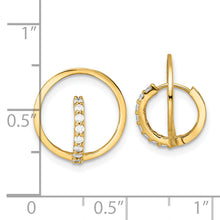 Load image into Gallery viewer, 14k Yellow Gold Polished CZ Circle Huggie Hoop Earrings
