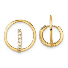 Load image into Gallery viewer, 14k Yellow Gold Polished CZ Circle Huggie Hoop Earrings
