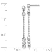 Load image into Gallery viewer, 14K White Gold CZ  Chain Link Dangle Earrings
