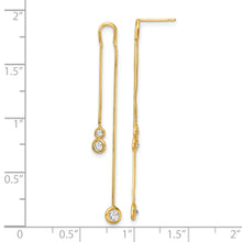 Load image into Gallery viewer, 14k Yellow Gold Polished CZ Double Chain Dangle Post Earrings
