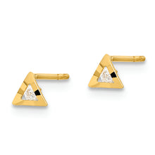 Load image into Gallery viewer, 14K Polished Triangle with CZ Post Earrings
