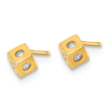 Load image into Gallery viewer, 14k Yellow Gold Polished CZ Cube Post Earrings
