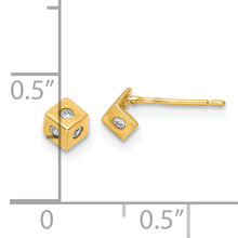 Load image into Gallery viewer, 14k Yellow Gold Polished CZ Cube Post Earrings
