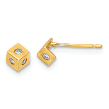 Load image into Gallery viewer, 14k Yellow Gold Polished CZ Cube Post Earrings
