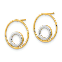 Load image into Gallery viewer, 14K Gold White Rhodium Circle in Circle Post Earrings
