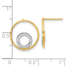 Load image into Gallery viewer, 14K Gold White Rhodium Circle in Circle Post Earrings
