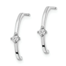 Load image into Gallery viewer, 14k White Gold CZ J Hoop Post Earrings
