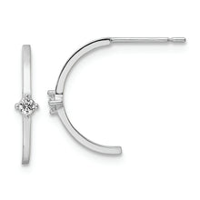 Load image into Gallery viewer, 14k White Gold CZ J Hoop Post Earrings
