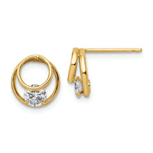 Load image into Gallery viewer, 14k CZ Double Circle Polished Post Earrings
