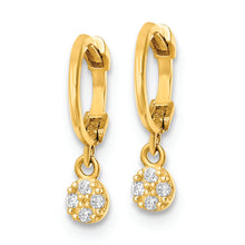 Load image into Gallery viewer, 14k Yellow Gold Polished CZ Circle Dangle Endless Hoop Earrings
