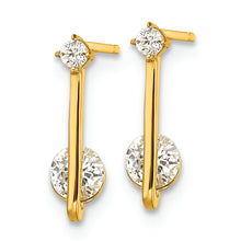 Load image into Gallery viewer, 14k Yellow Gold Polished CZ Drop Post Earrings
