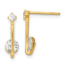 Load image into Gallery viewer, 14k Yellow Gold Polished CZ Drop Post Earrings
