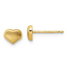 Load image into Gallery viewer, 14k Satin and Polished Heart Post Earrings
