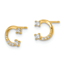 Load image into Gallery viewer, 14k CZ Horseshoe Post Earrings
