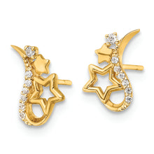 Load image into Gallery viewer, 14k Yellow Gold Polished CZ Stars Post Earrings
