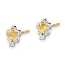 Load image into Gallery viewer, 14K White Rhodium Textured Gold CZ Star Post Earrings
