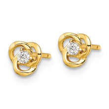 Load image into Gallery viewer, 14k Yellow Gold Polished CZ Flower Post Earrings
