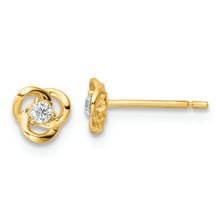 Load image into Gallery viewer, 14k Yellow Gold Polished CZ Flower Post Earrings
