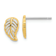 Load image into Gallery viewer, 14K Two Tone Leaf Post Earrings
