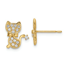 Load image into Gallery viewer, 14k CZ Cat Post Earrings
