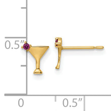 Load image into Gallery viewer, 14k Pink/Red CZ Martini Post Earrings
