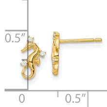 Load image into Gallery viewer, 14k Yellow Gold Polished CZ Seahorse Post Earrings
