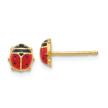 Load image into Gallery viewer, 14k Enameled Ladybug Earrings

